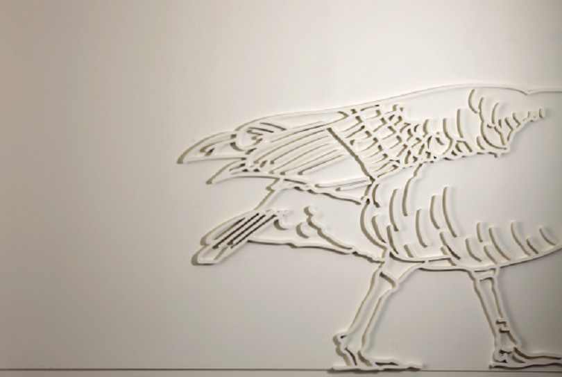 Kim Minae, 〈Girogi〉 (partial image), 2018. paint on polystyrene and rubber, sound, moving light, 300 × 4,000 × 3 cm. Sound designed by Woo Morceau J. ⓒFondation d’entreprise Hermès, Photoⓒ Nam Kiyong