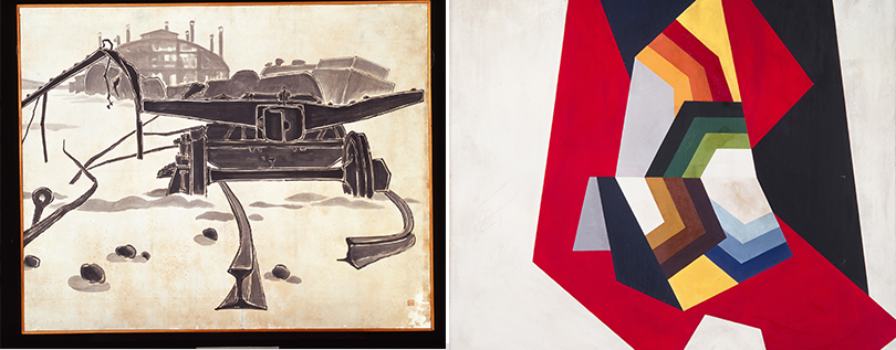 Left)  Kwon Yeong-woo, After the Bombardment, Ink on Paper, 146x183cm, 1957
Right ) Ha Jong-hyeon, Encyclopedia of Urban Planning, Oil on Canvas, 80x80cm, 1970 