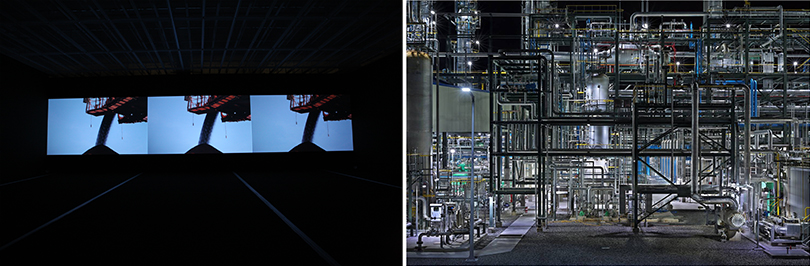 Left) Installatin view of Uproarious, Heated, Inundated, National Museum of Modern and Contemporary Art, Seoul
Right) Jo Chun-man, Industry Korea(IK150312-petrochemistry), 110x165cm, 2015