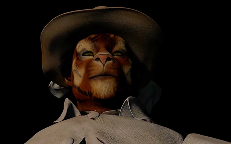 Ho Tzu Nyen, ‘One or Several Tigers’, 2017, synchronised double channel HD projection, automated screen, shadow puppets, 10 channel sound, show-control system. Image courtesy the artist and Haus der Kulturen der Welt.