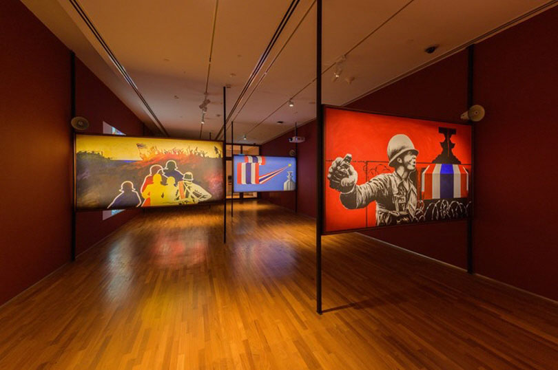 Billboards by United Artists' Front of Thailand. Exhibition view: Awakenings: Art in Society in Asia 1960s–1990s, National Gallery Singapore (14 June–15 September 2019). Courtesy National Gallery Singapore.