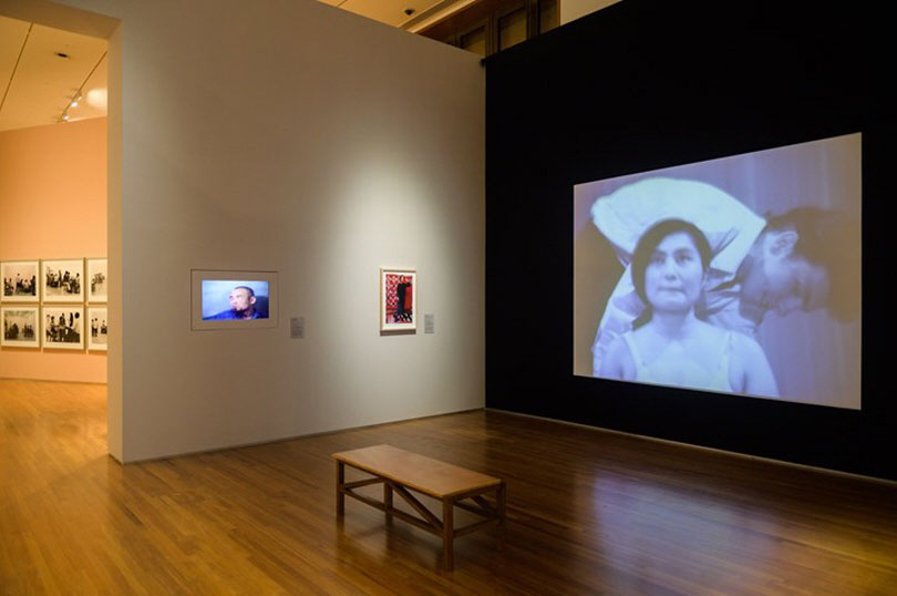 Right: Yoko Ono, Cut Piece (1965). Exhibition view: Awakenings: Art in Society in Asia 1960s–1990s, National Gallery Singapore (14 June–15 September 2019). Courtesy National Gallery Singapore.