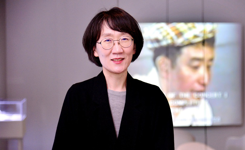 Kim Seong-eun, Director at Nam June Paik Art Center, poses at the art center. (Park Hyun-koo/The Korea Herald)