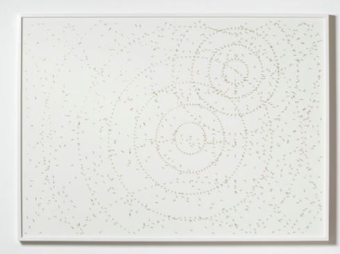 Alicja Kwade, Entropie (71 days 12 hours) (2021). Watch hand, papier-mâché on paper. 107 x 147 cm; 109 x 148.5 x 5 cm. Courtesy the artist and König Galerie. Photo: Cheonho Ahn.