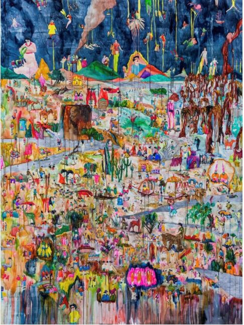 Noh Sangho, There's a Town Where All The People Have Had to Keep Their Eyes Closed Since They Were Born 1 (2014). 260 x 190 cm. Courtesy Arario Gallery.