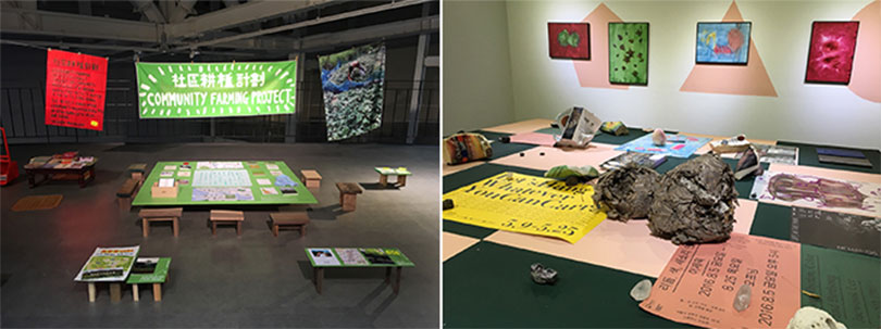 왼쪽) “아시아 쿨라 쿨라링”에 참여한 Agriculture NOW! 부스의 전시 전경. 오른쪽) “아시아 쿨라 쿨라링”에 참여한 스페이스오뉴월 부스의 전시 전경.