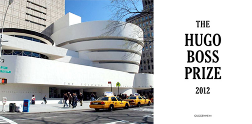 왼쪽) 뉴욕 구겐하임 미술관 전경, ⓒ뉴욕 구겐하임 미술관, Photo: David Heald 오른족) 2012 휴고 보스상 포스터, ⓒ구겐하임 미술관