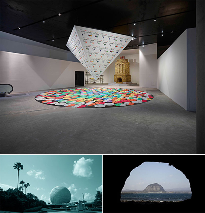 위) 아트스펙트럼 2016 전시전경 (앞: 옵티컬 레이스, 가족계획, 2016,  뒤: 백정기, Akhaedokdan, 2016) 아래 왼쪽) 박민하, Timespace, 2016, Single channel video, 23:23 아래 오른쪽) 제인 진 카이센, Reiterations of Dissent, 2011/2016, 8 channel video installation, Color/B&W, sound, 77:26 