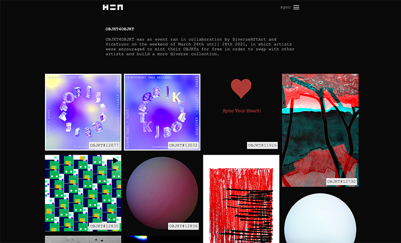 히크엣넝크(Hic et Nunc) 스크린 샷 hicetnunc.xyz 퍼블릭아트 이미지 제공.