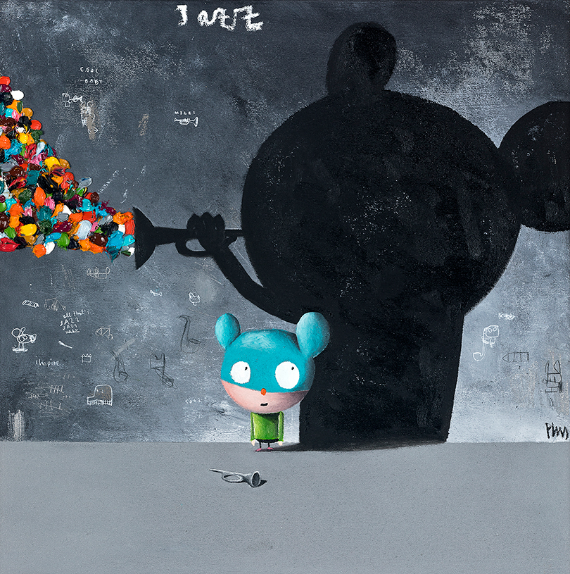 에드가 플랜스(Edgar Plans)〈Jazz〉2019 캔버스에 혼합재료 60×60cm 162회 서울옥션 미술품경매. 이미지 퍼블릭아트 제공.