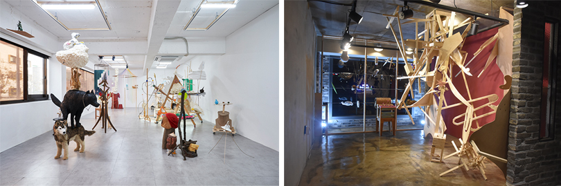 믹스앤픽스 〈오늘 여기 왜인지 모르지만 여튼 많은 조각이 모였네요 무슨 일인가요?〉,〈목재를 이용한 릴레이 픽스〉