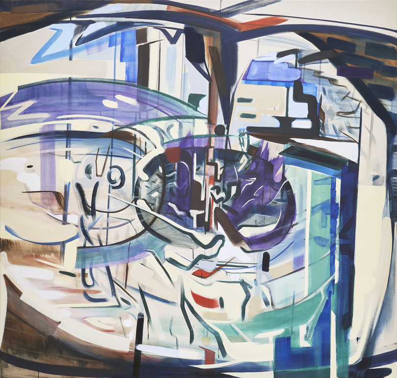 〈Hubble Bobble〉, 2020, water mixable oil on canvas, 190 x 200 x 3 cm. Image provided by MMCA Residency Goyang