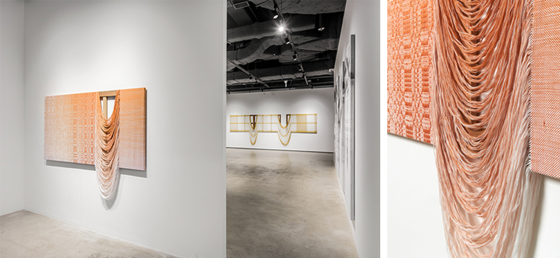 〈처ㅓㅓㅓㅓㄴ-6(부분)〉, 면사, 합성사, 나무프레임, 147×194cm, 2019. 이미지 인천아트플랫폼 제공.