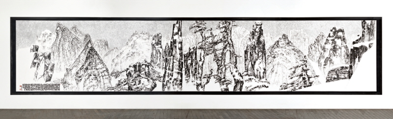 〈Snow Scene of Geumgang Mountain (Geumgang Seol Gyeong)〉, 2019, Ink on paper, 223×772cm