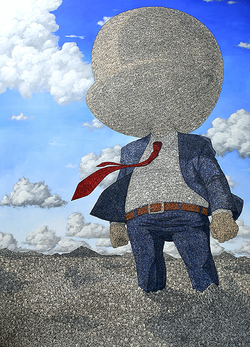 Choi Hyeong Gil,〈Babel〉, 2021, Acrylic, watercolor, Pencil on soft cotton, 162.2 x 120 cm, Image provided by KIDARI GALLERY