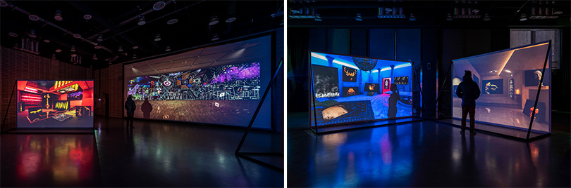  〈홀로쇼〉, 비디오 설치, 6채널 비디오 설치, 컬러, 사운드, 2018-2019. 이미지 인천아트플랫폼 제공. 