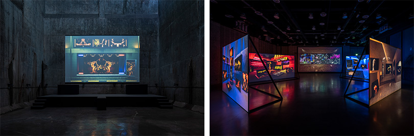  〈홀로쇼〉, 비디오 설치, 6채널 비디오 설치, 컬러, 사운드, 2018-2019. 이미지 인천아트플랫폼 제공. 