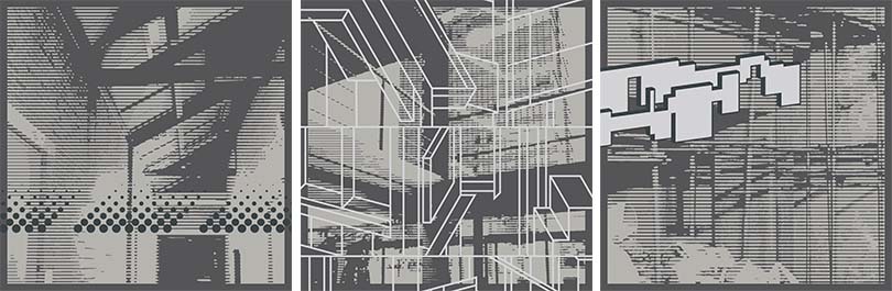 〈회색개론 Part 3-1〉,〈회색개론 Part 3-13〉,〈회색개론 Part 3-30〉,캔버스 패널에 아크릴릭, 60×60cm, 2019. 이미지 인천아트플랫폼 제공.