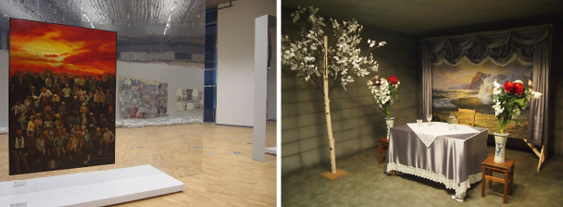 Renato Habulan‘s ‘Kagampan (Fullness of Time)’ is on display in “From Vietnam to Berlin.”　 Props from a video titled “Believe It or Not” are on display inside the “PARKing CHANce” exhibition.