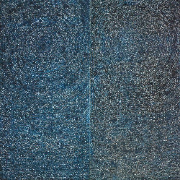 The biggest painting by Kim Whanki (1913-1974), the “05-IV-71 #200 (Universe)” (1971) went on sale for the first time on Saturday at Christie’s Hong Kong Autumn Sale. It is the only diptych - a two-piece work - by the artist. (WHANKI FOUNDATION)